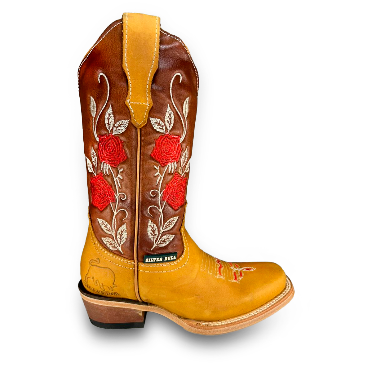 Bota rodeo para Dama Estilo 0032 Color miel Suela de cuero Silver Bull