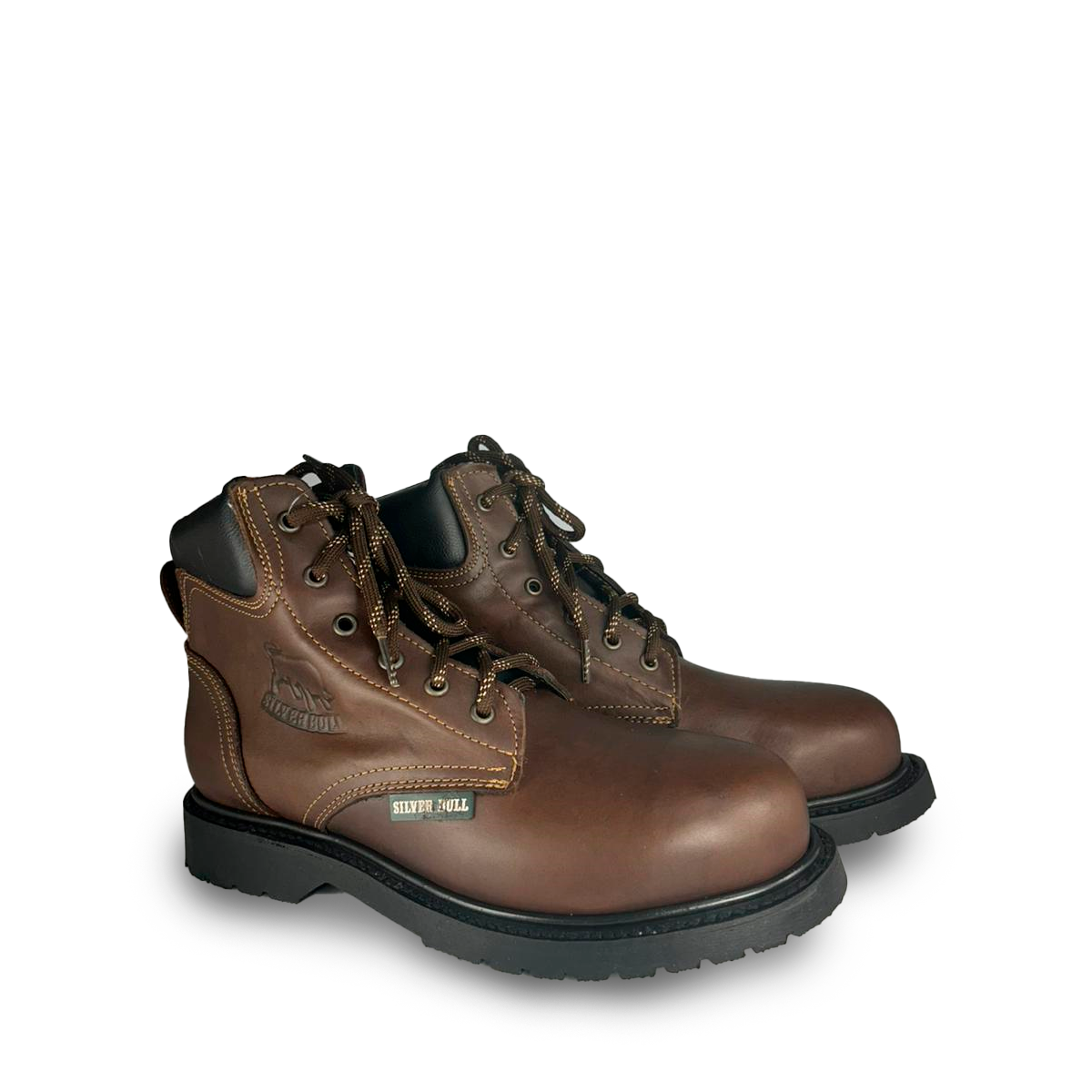 Bota de trabajo Estilo 9669 Color café Casco de acero Silver Bull